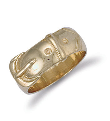 9ct Gold Solid Gents Buckle Ring