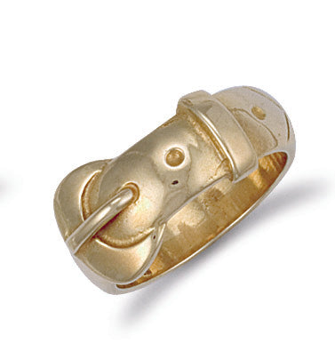 9ct Gold Solid Gents Buckle Ring