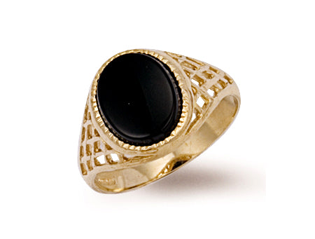 9ct Gold Black Oval Onyx Ring