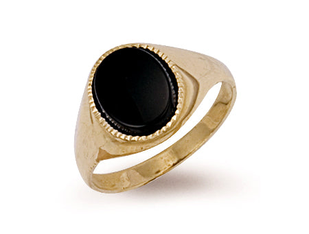 9ct Gold Black Oval Onyx Ring