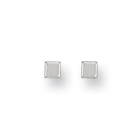 9ct White Gold Square Cube Stud Earrings