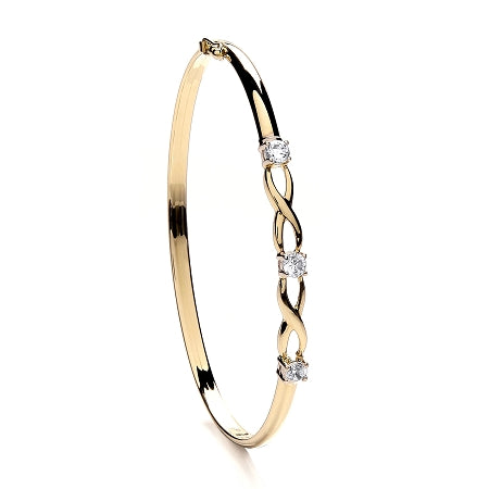 9ct Gold Ladies Cubic Zirconia Bangle