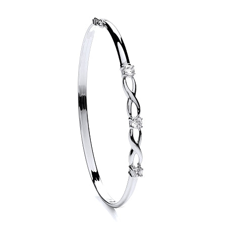 9ct White Gold Ladies Cubic Zirconia Bangle