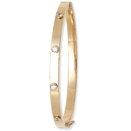  9ct Gold Bangle Set With Cubic Zirconias