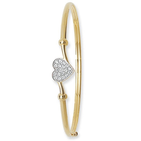  9ct Gold Baby Bangle With Cubic Zirconia Heart