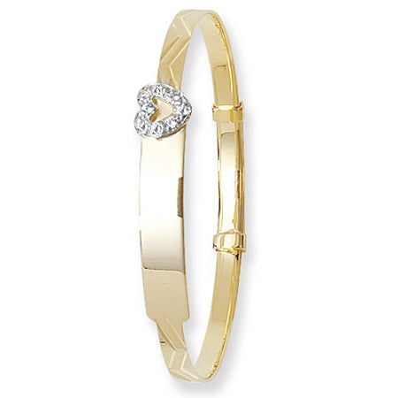 9ct Gold Expandable Baby ID Bangle With Heart