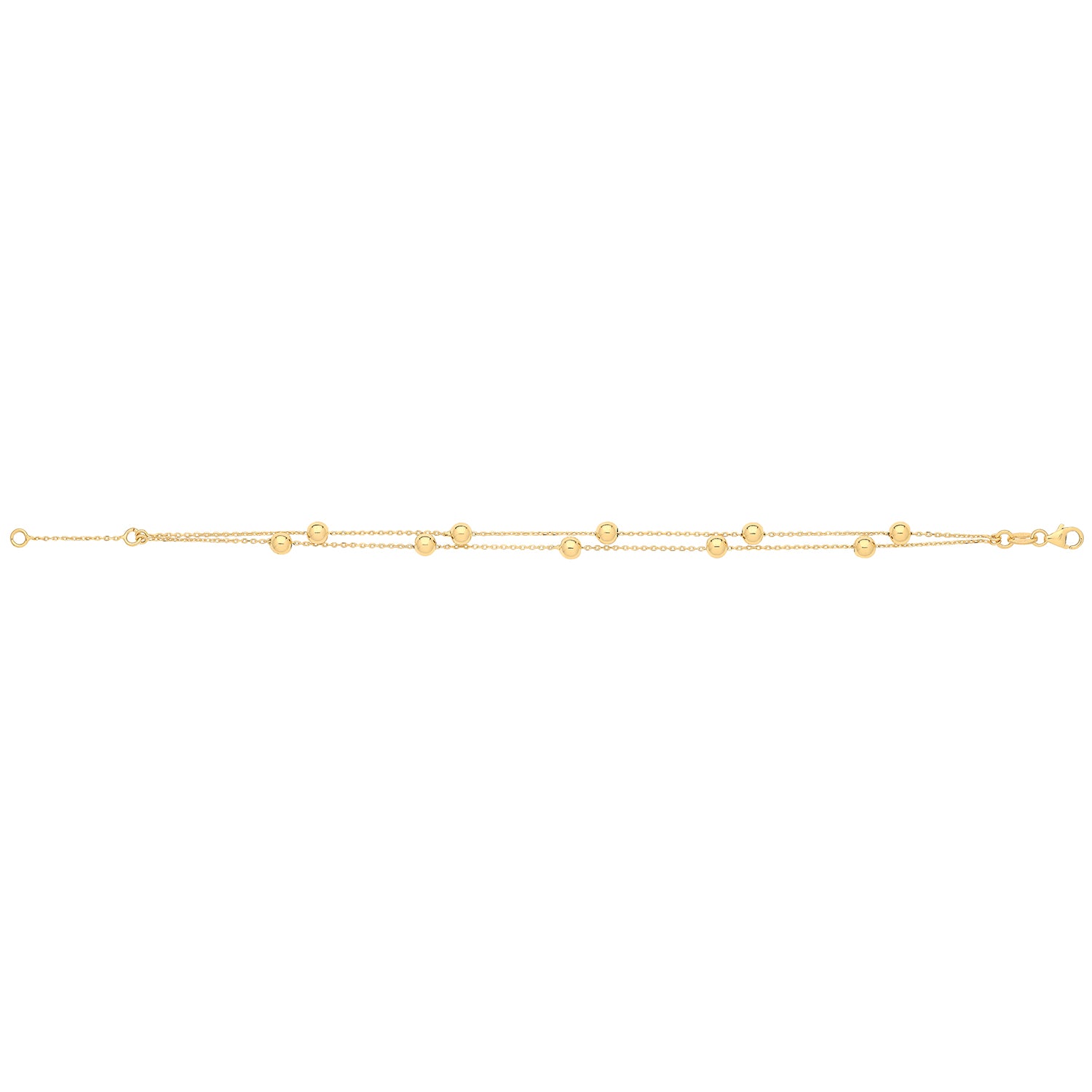 9ct Gold 2 Strand Beaded Bracelet