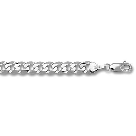 9ct White Gold Gents Flat Bevelled Curb Bracelet