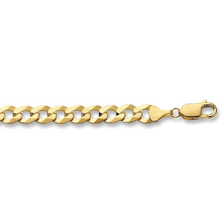 9ct Gold Gents Flat Bevelled Curb Bracelet