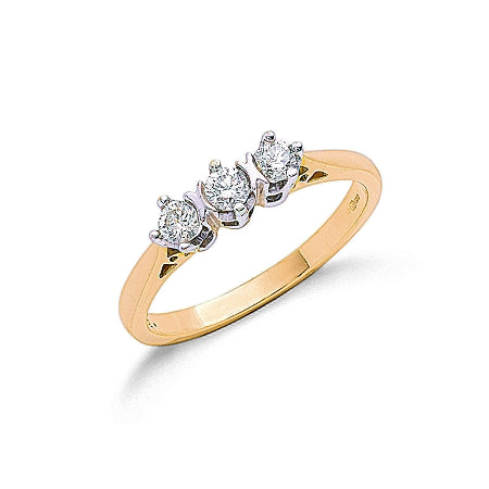 9ct Gold Diamond Trilogy Ring