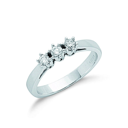 9ct White Gold Diamond Trilogy Ring