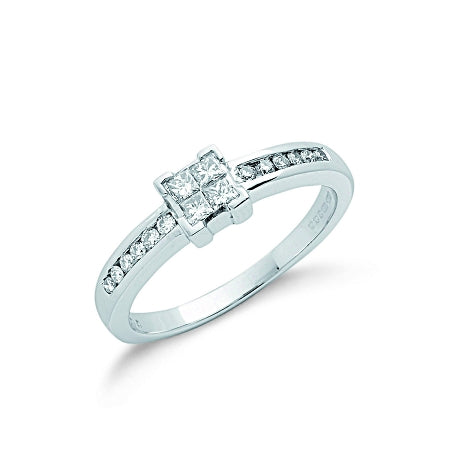 9ct White Gold Princess Cut Diamond Engagement Ring