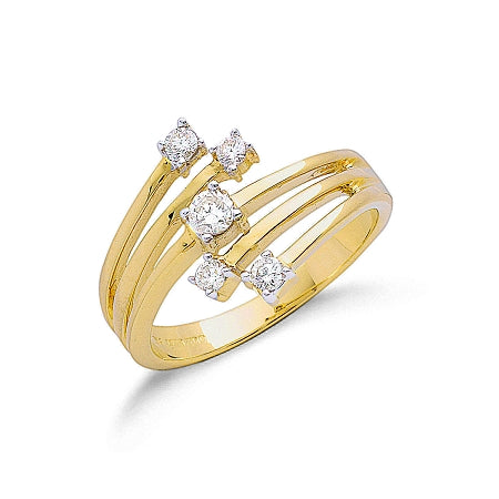 9ct Gold Diamond Ladies Dress Ring