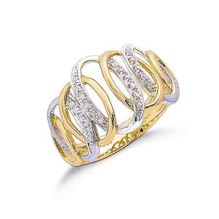 9ct Two Colour Gold Ladies Diamond Ring