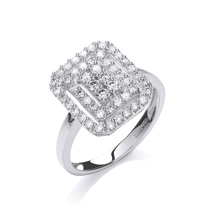 9ct White Gold Ladies Diamond  Ring