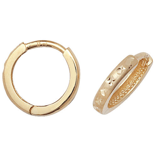 9ct Gold Hinged Small Hoop Earrings 