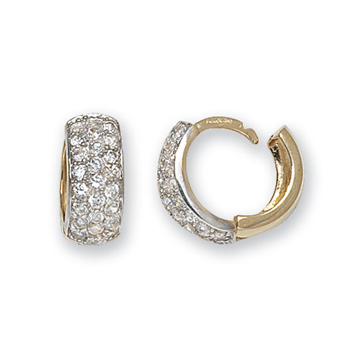 9ct Gold Hinged Cubic Zirconia Hoop Earrings