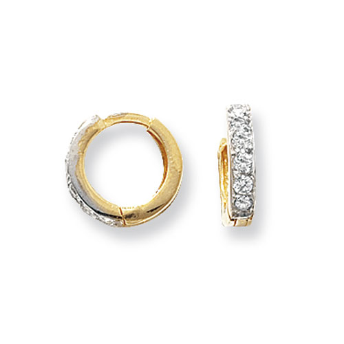 9ct Gold Hinged Cubic Zirconia Hoop Earrings