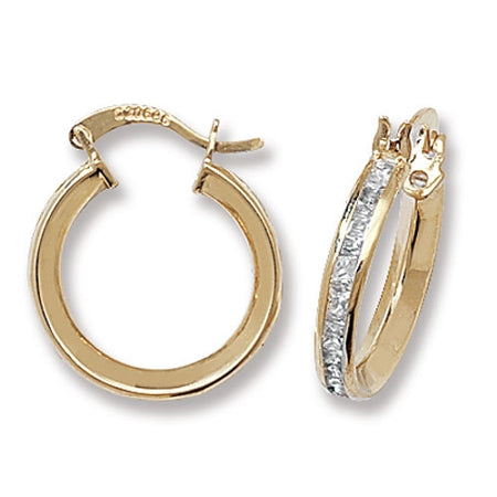 9ct Gold Cubic zirconia Hoop Earrings