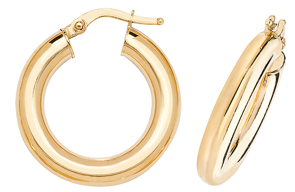 9ct  Gold Plain Hoop Earrings