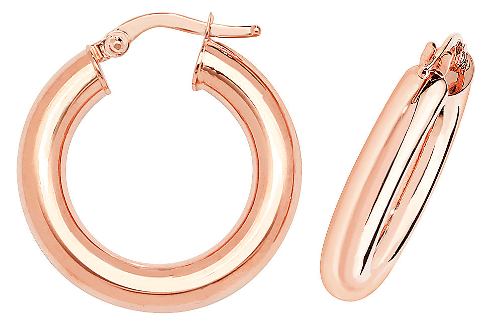 9ct  Rose Gold Plain Hoop Earrings