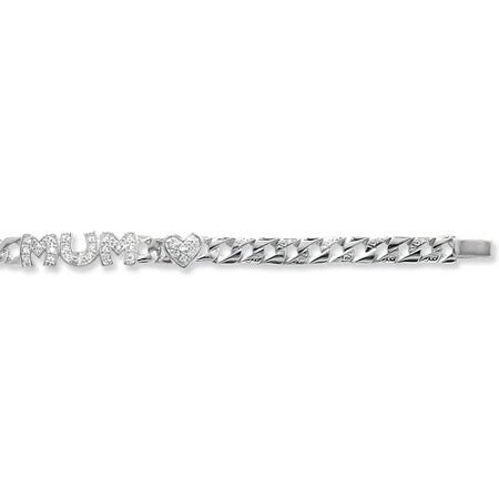 Sterling Silver Bracelet With Cubic Zirconia Mum And Hearts