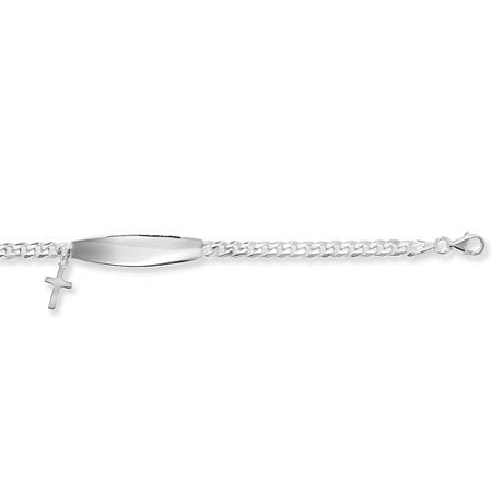 Sterling Silver Babies Cross Charm ID Bracelet 