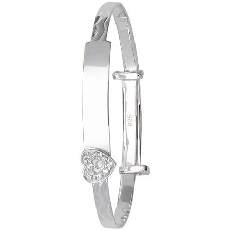 Sterling Silver Expandable Heart ID Baby Bangle