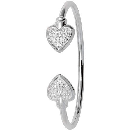 Sterling Silver Double Hearts Baby Torc Bangle