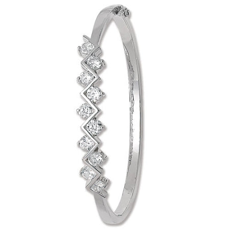 Sterling Silver Ladies Bangle With Cubic Zirconia's