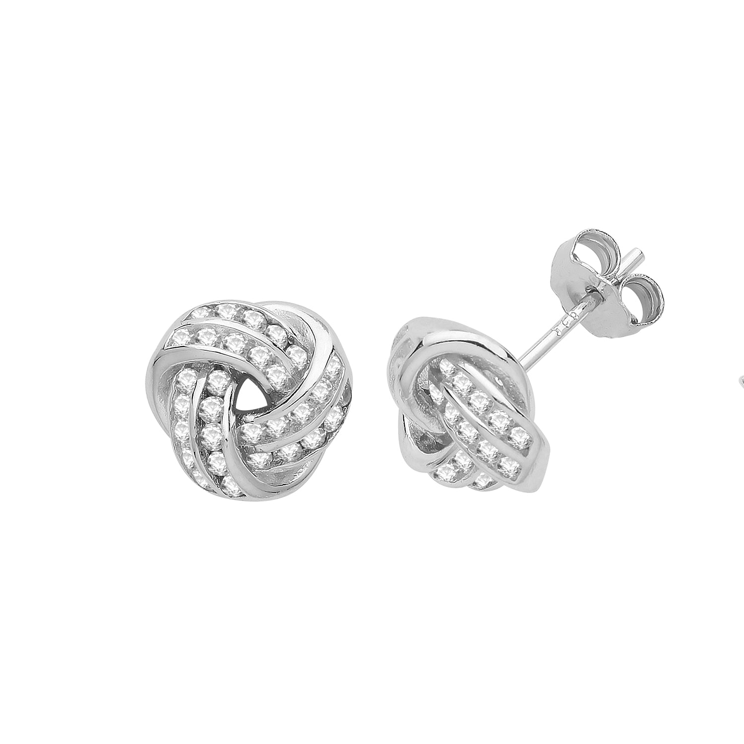 Sterling Silver Cubic Zirconia Knot Studs