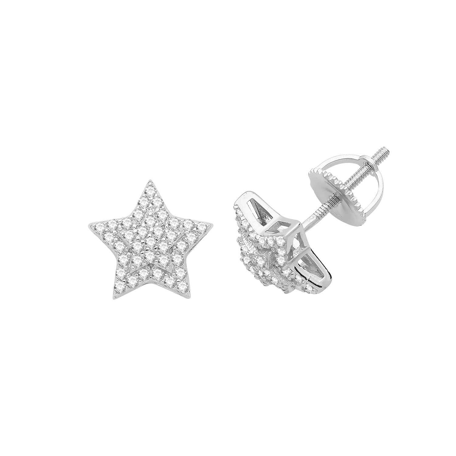 Sterling Silver Star Cubic Zirconia Studs