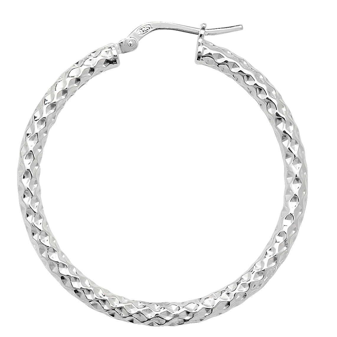 Sterling Silver Patterned Hoop Earrings