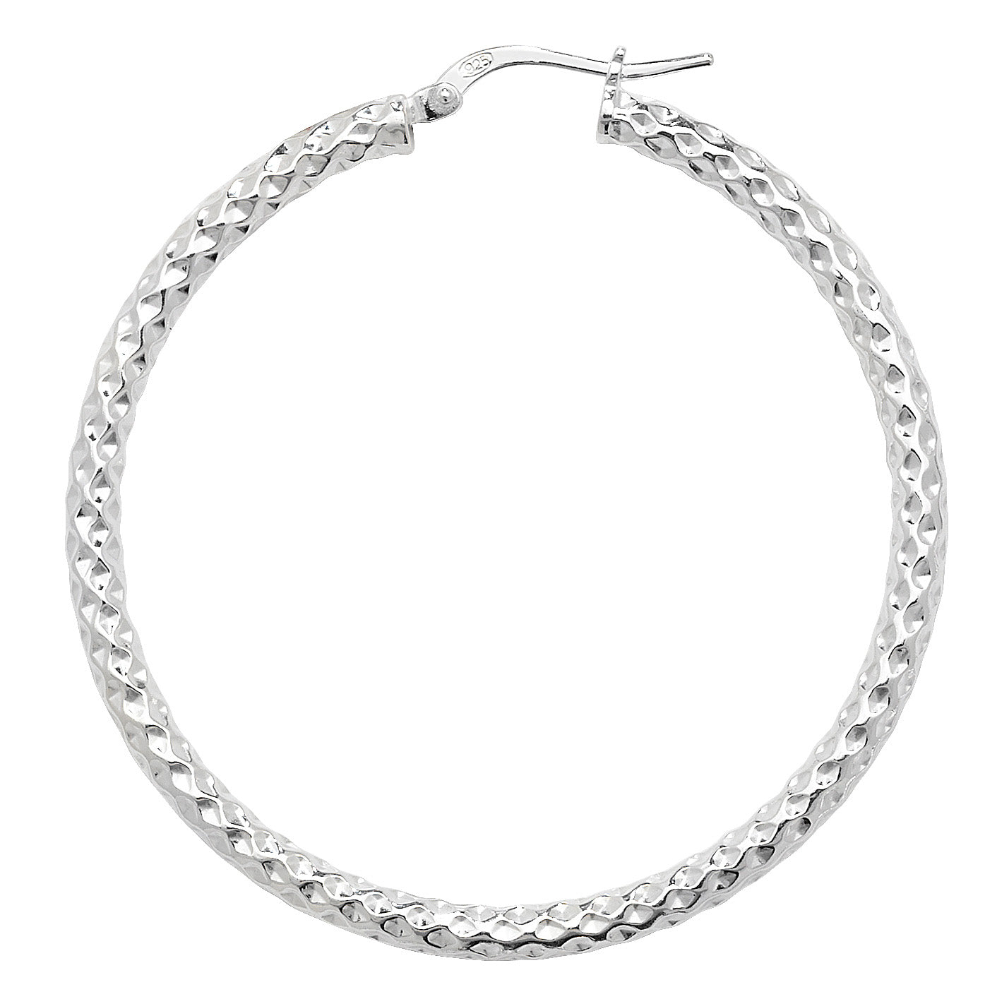 Sterling Silver Patterned Hoop Earrings