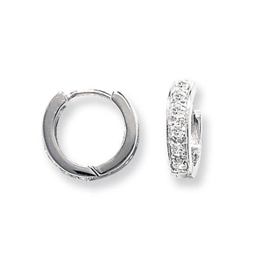 Sterling Silver  Small Cubic Zirconia Hoop Earrings