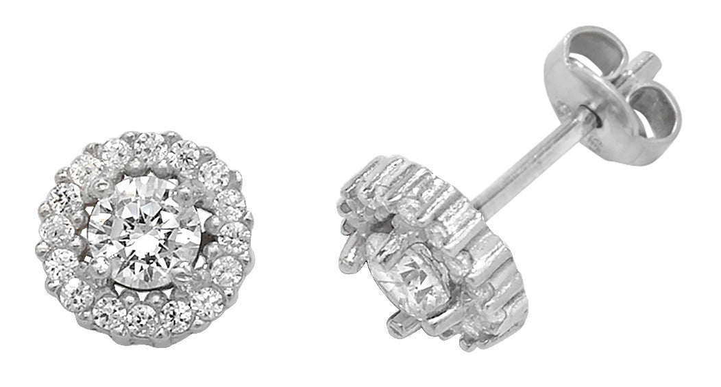 Sterling Silver Round Cubic Zirconia Studs