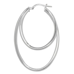 Sterling Silver Double Oval Hoop Earrings