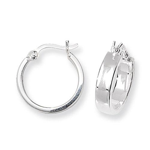 Sterling Silver Flat Plain Hoop Earrings