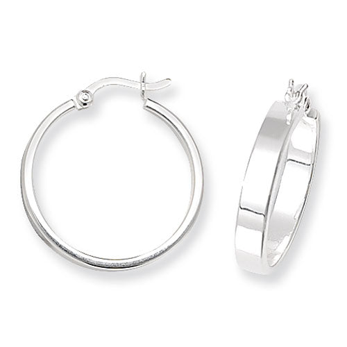 Sterling Silver Flat Plain Hoop Earrings