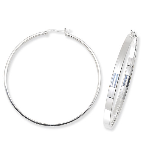 Sterling Silver Flat Plain Hoop Earrings