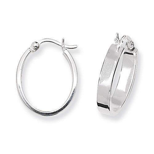 Sterling Silver Flat Plain Oval Earrings