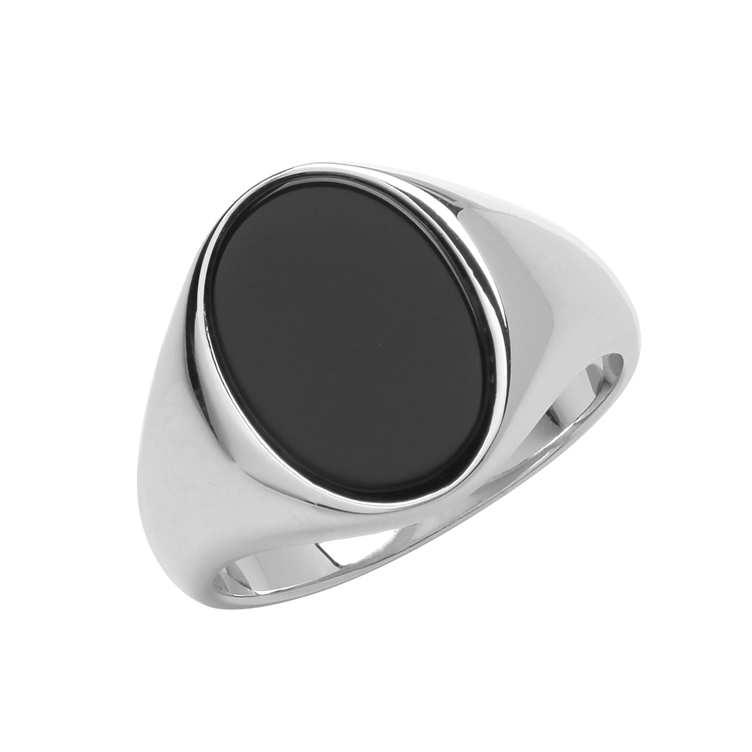 Sterling Silver Oval Onyx Ring 