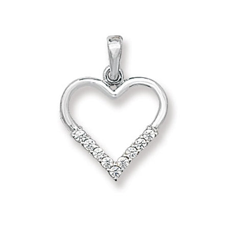 9ct White Gold Cubic Zirconia Heart Pendant