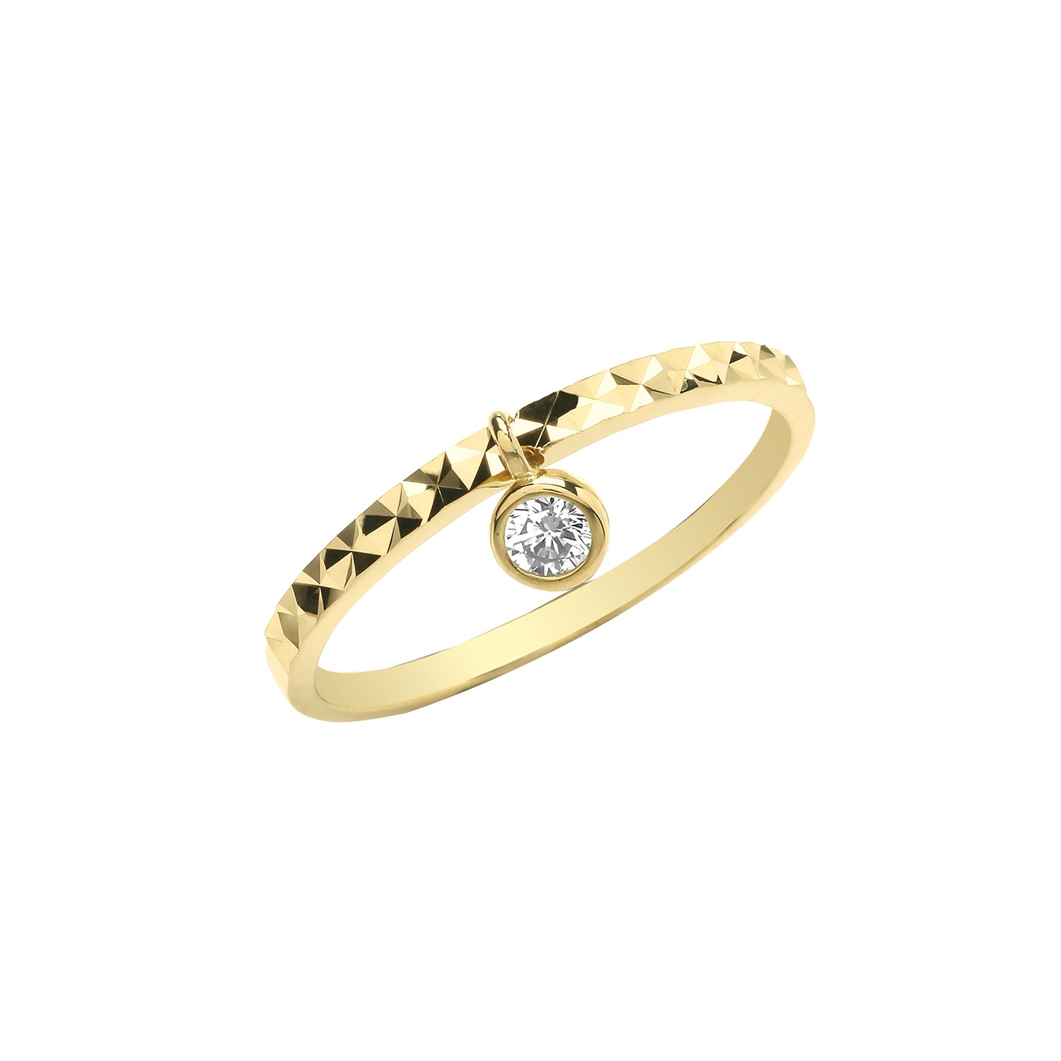 9ct Gold CZ Dangle Ring