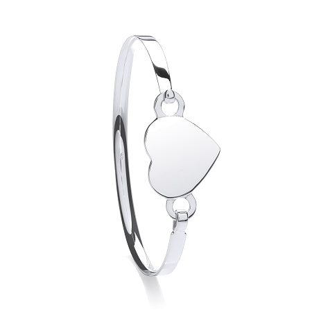 Sterling Silver Ladies Heart Bangle 