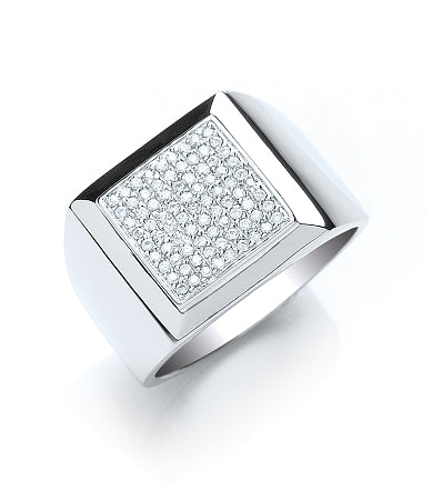 Sterling Silver Gents Cubic Zirconia Ring