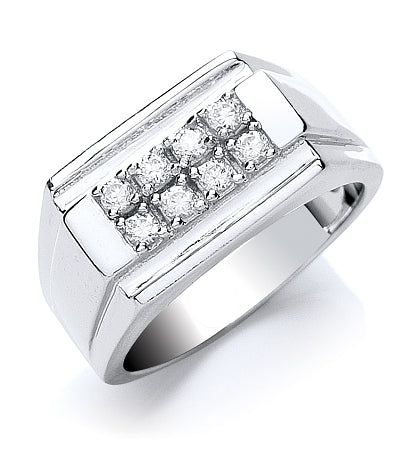 Sterling Silver Gents Cubic Zirconia Ring