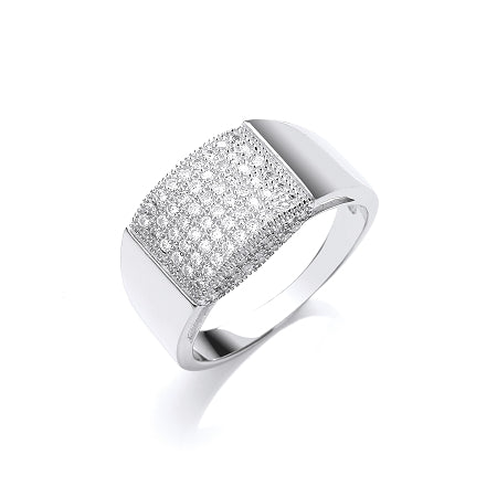 Sterling Silver Gents Cubic Zirconia Ring