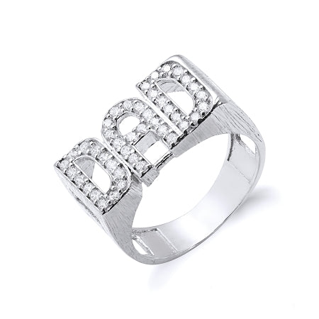 Sterling Silver Cubic Zirconia 'DAD' Ring 