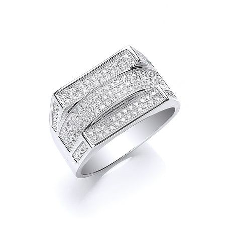 Sterling Silver Gents Cubic Zirconia Ring